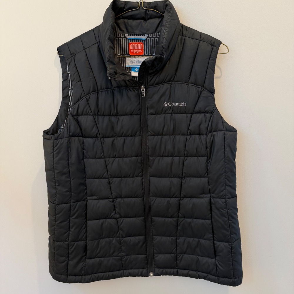 Columbia Thermal Coil Puffer Vest Black Quilted Sleeveless Jacket XL